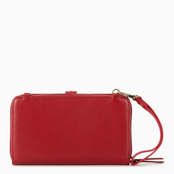 The Sak Red Leather Clutch Large Smartphone Wallet Zip Around Wristlet crossbody - Picture 9 of 15